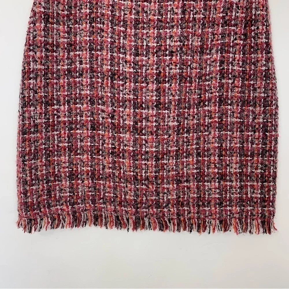 Talbots A-Line Wool Blend Pink Red Tweed Skirt Size 6 - Picture 4 of 9